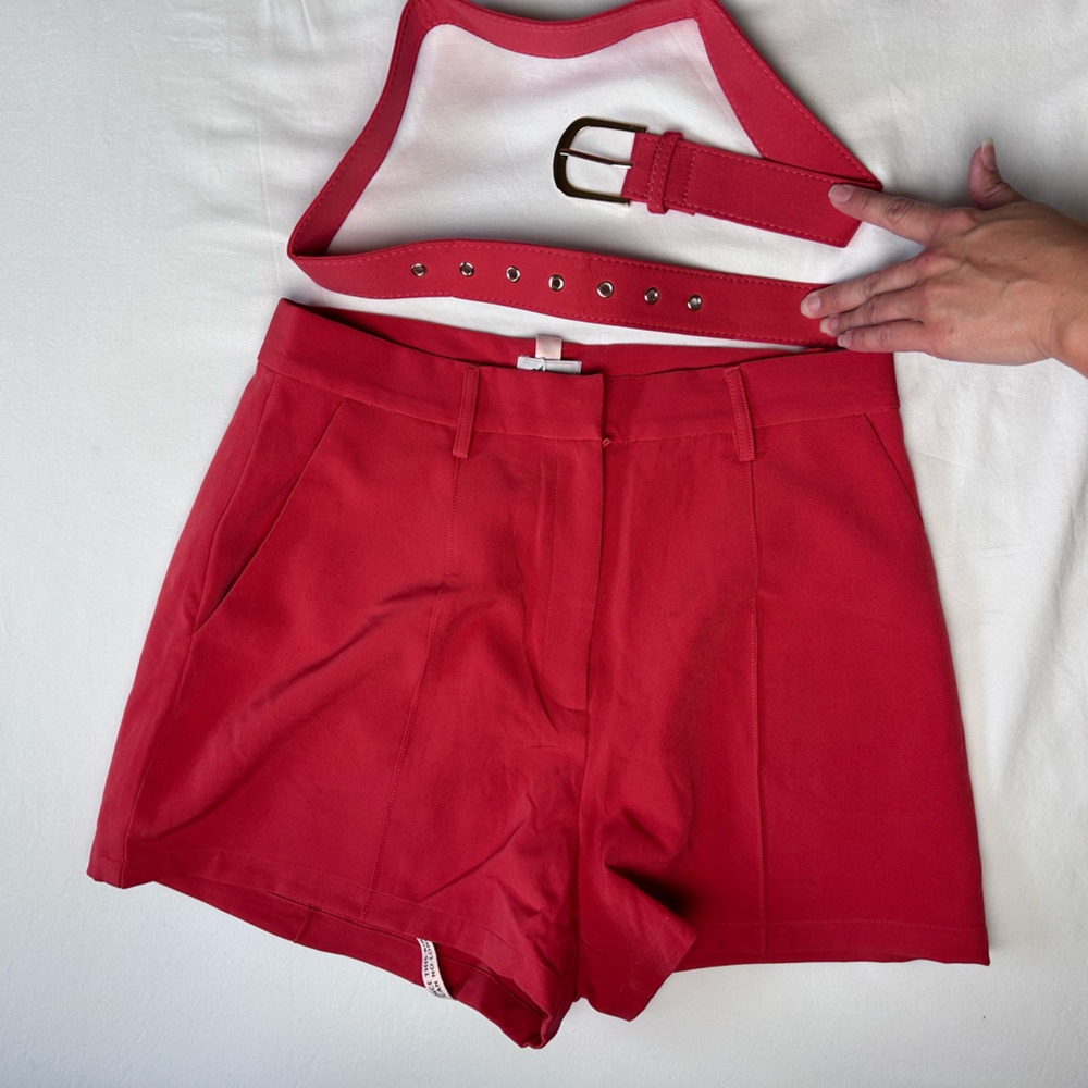 Never worn Oh polly business peachy red high waisted shorts